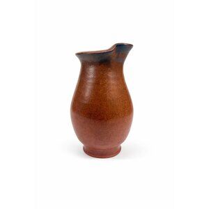 Handless Studio Pottery  Glazed Clay Pitcher Vase Troy 00 Stamped Sleek Primitiv